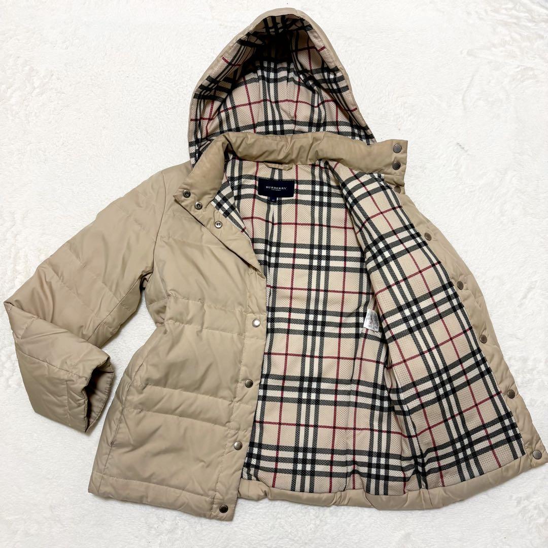 バーバリーロンドン　ダウンジャケット　ノバチェック　L 大きいサイズ　ベージュ
