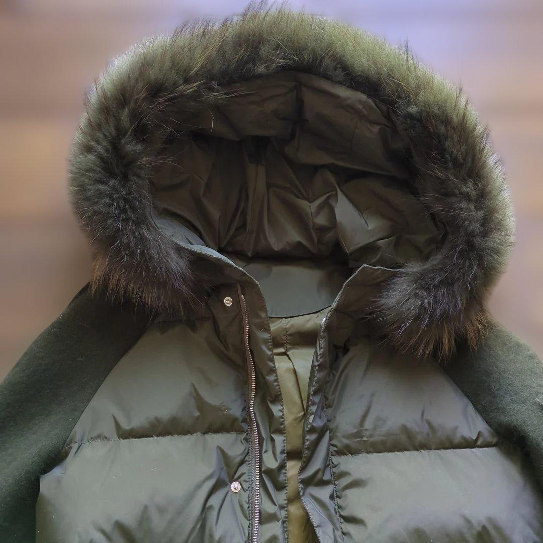 オリーブグリーン ダウンジャケット ファー付き