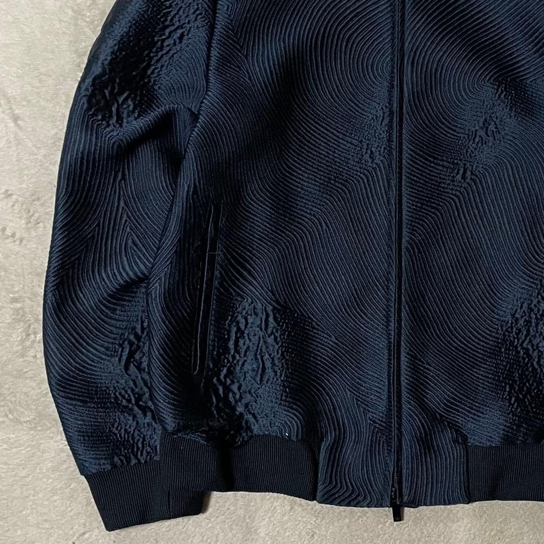 専用エンポリオアルマーニ 波状エンボス ボンバージャケット 48/L美品シルク混