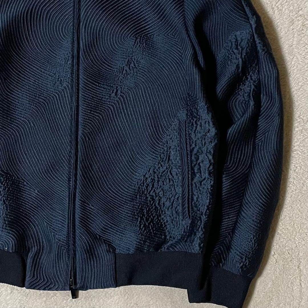 専用エンポリオアルマーニ 波状エンボス ボンバージャケット 48/L美品シルク混