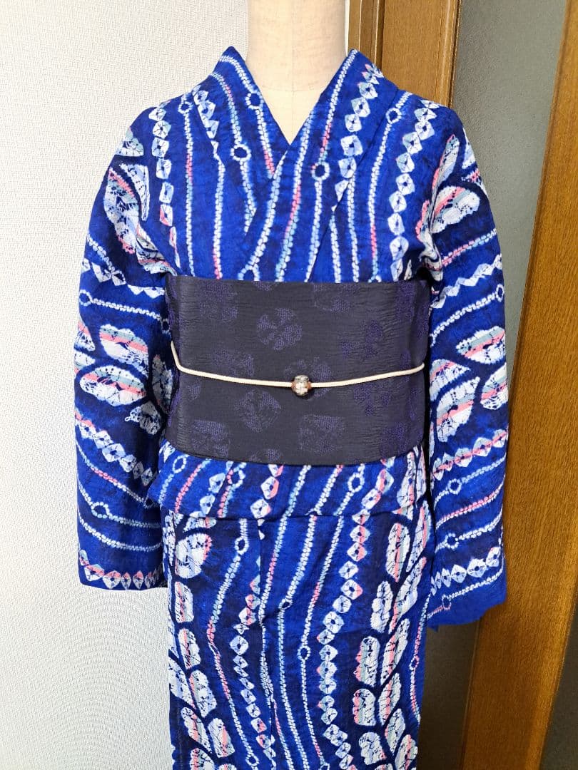 3*m様 絞り浴衣 有松絞り【美品】 藤の花 160/64 手縫い