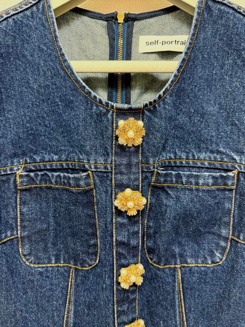 self-portrait デニムノースリーブワンピース UK8