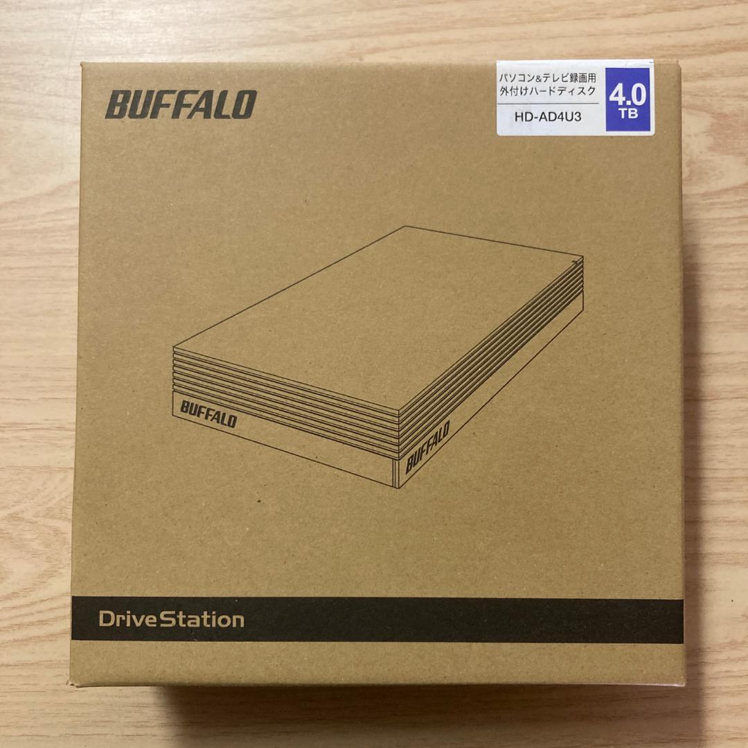 外付けハードディスク 4TB USB3.1 バッファロー HD-AD4U3