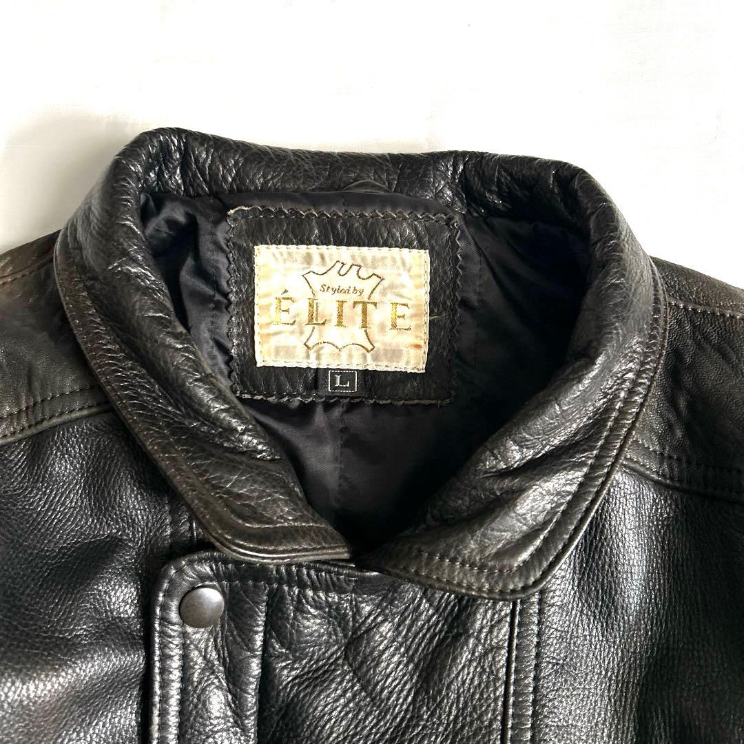 90sヴィンテージELITEラムレザーブルゾンボンバージャケット山羊牛革