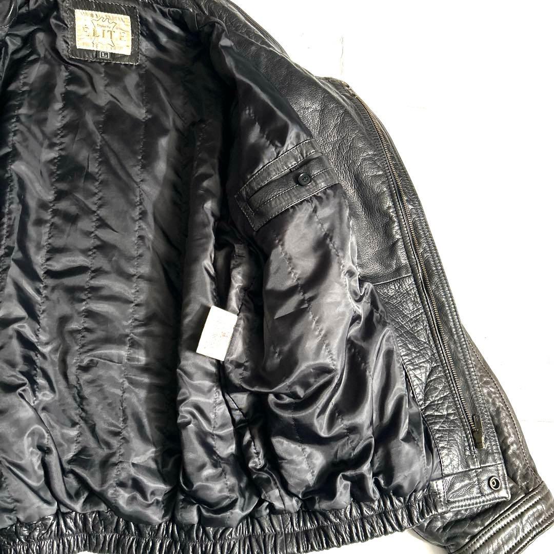 90sヴィンテージELITEラムレザーブルゾンボンバージャケット山羊牛革