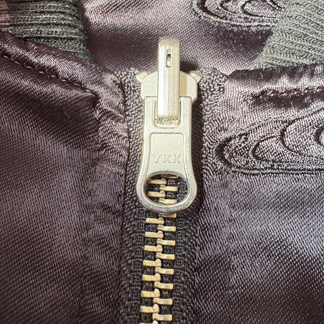 絡繰魂 URUSHI 漆黒 龍 三日月 刺繍 ブラック リバーシブル スカジャン