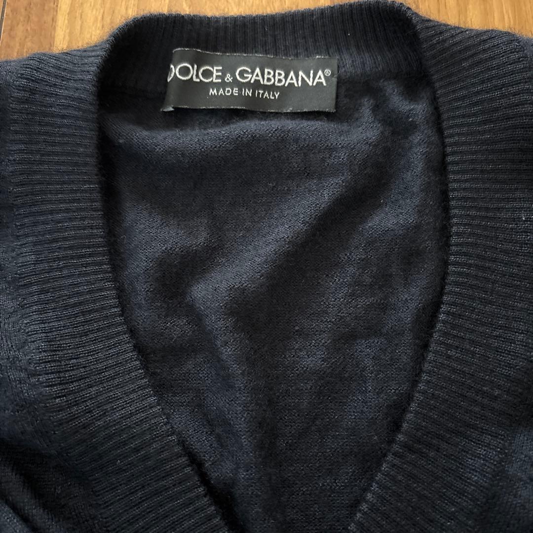 DOLCE&GABBANA シルクカシミアVネックニットサイズ44ネイビー