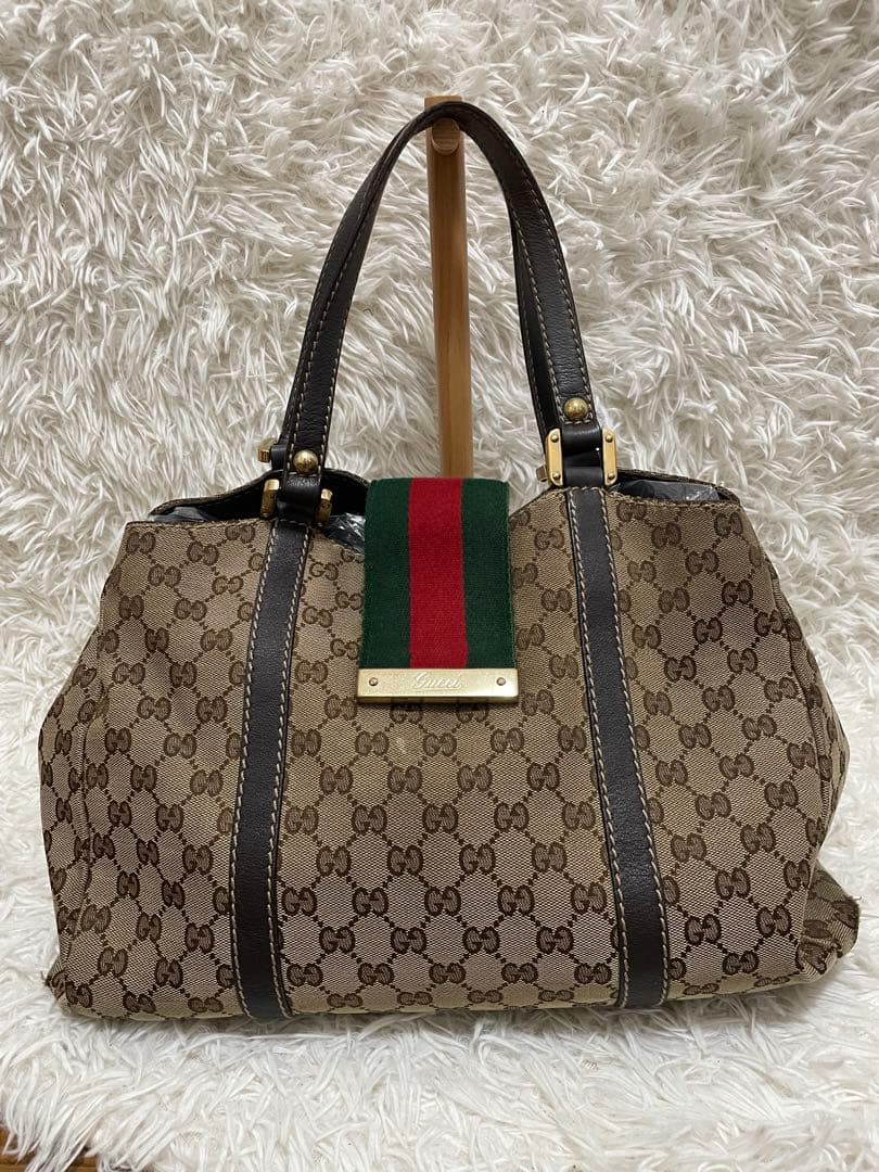 【美品】GUCCI グッチ キャンバス シェリーライン ボストン 211935