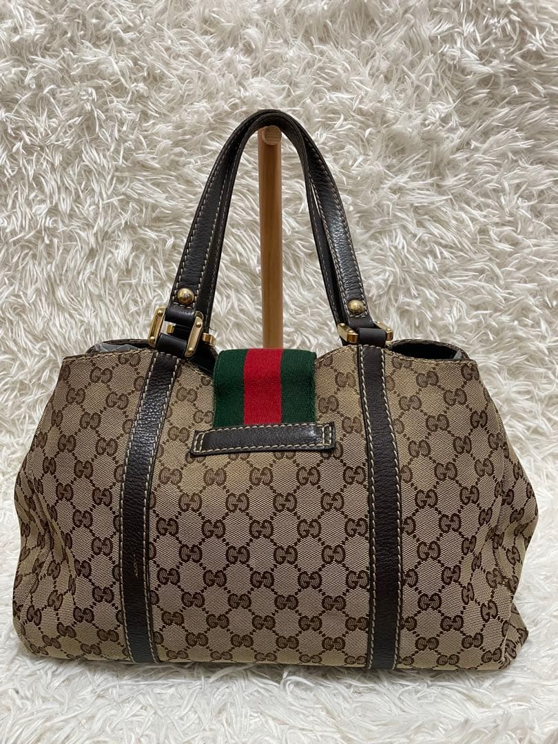 【美品】GUCCI グッチ キャンバス シェリーライン ボストン 211935