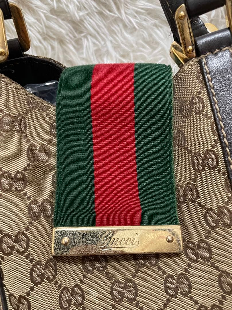 【美品】GUCCI グッチ キャンバス シェリーライン ボストン 211935