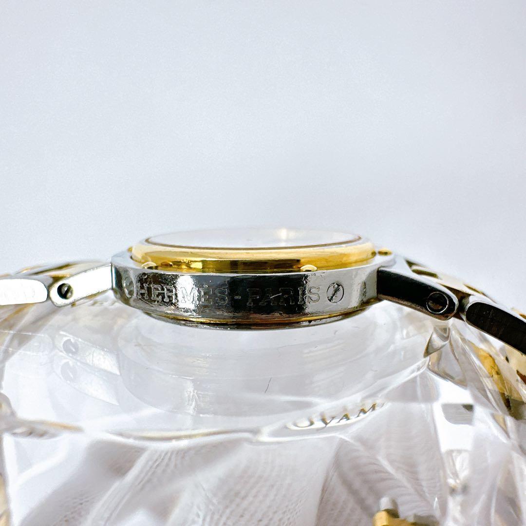 稼働　エルメス HERMES 腕時計 クリッパー コンビ　 デイト Hベルト