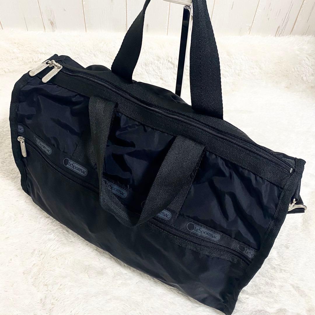 レスポートサック ミディアム ウィークエンダー ボストンバッグ 黒 ロゴテープ