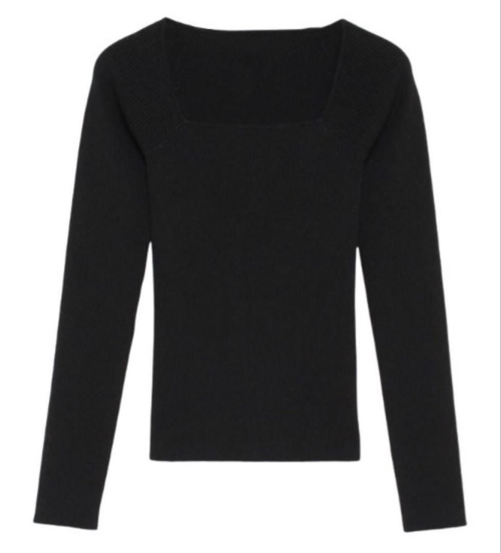 【美品】anuans カシミヤブレンドデコルテリブニットプルオーバー