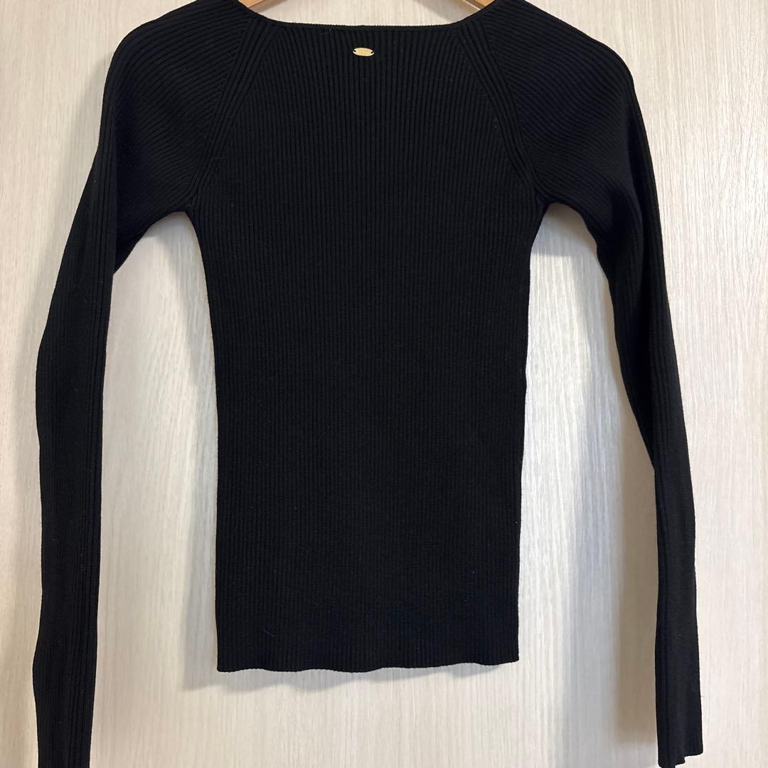 【美品】anuans カシミヤブレンドデコルテリブニットプルオーバー