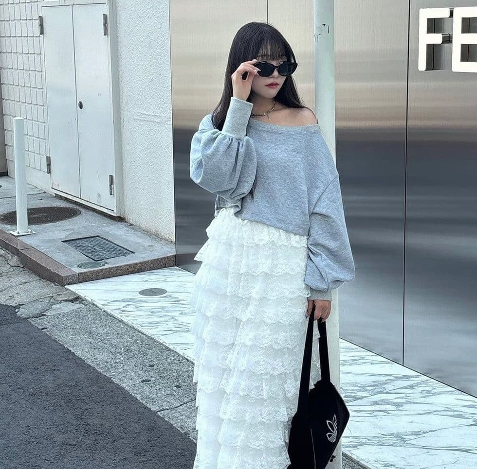 トリートユアセルフ girly lace frill long skirt