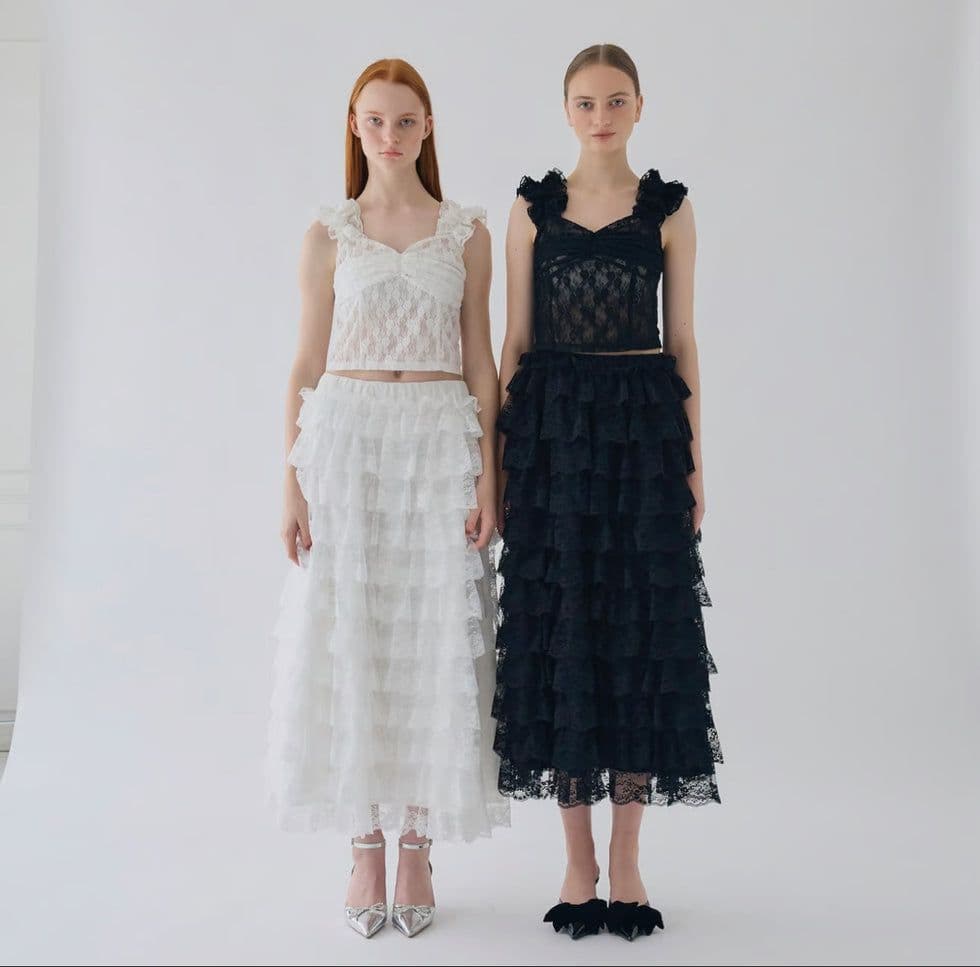 トリートユアセルフ girly lace frill long skirt