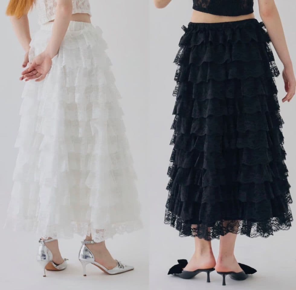トリートユアセルフ girly lace frill long skirt