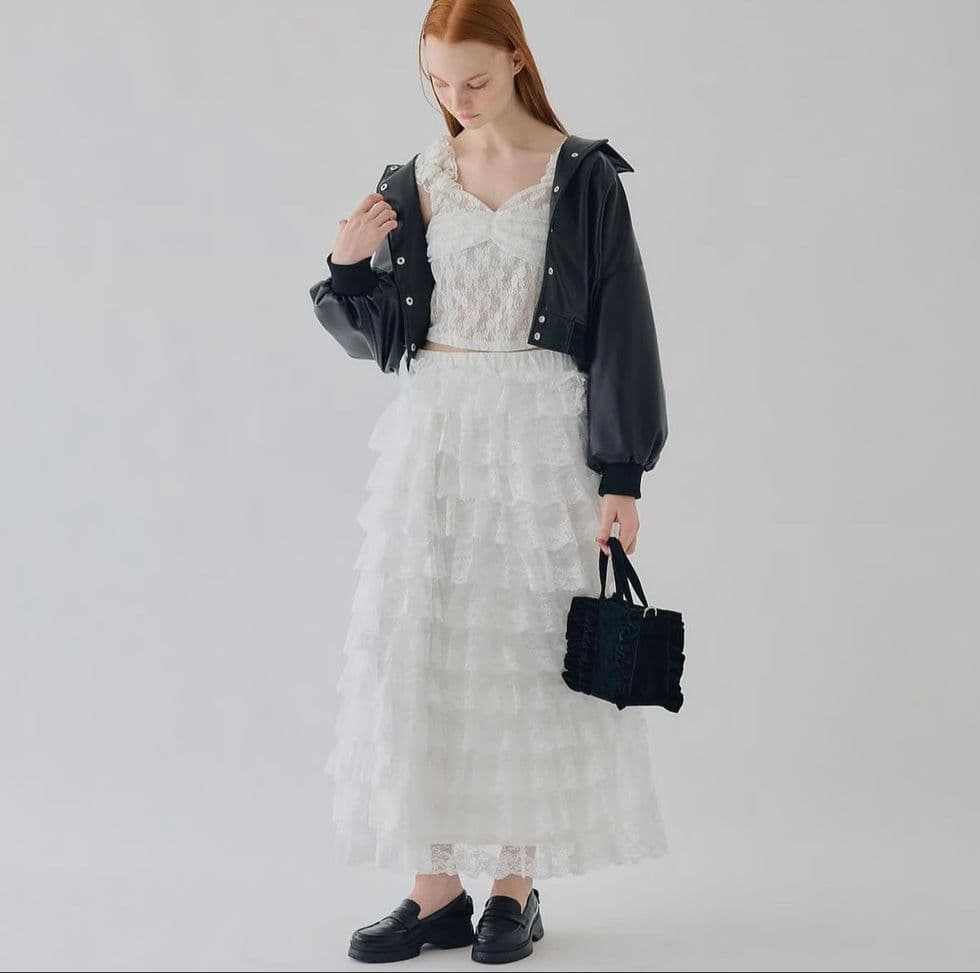 トリートユアセルフ girly lace frill long skirt