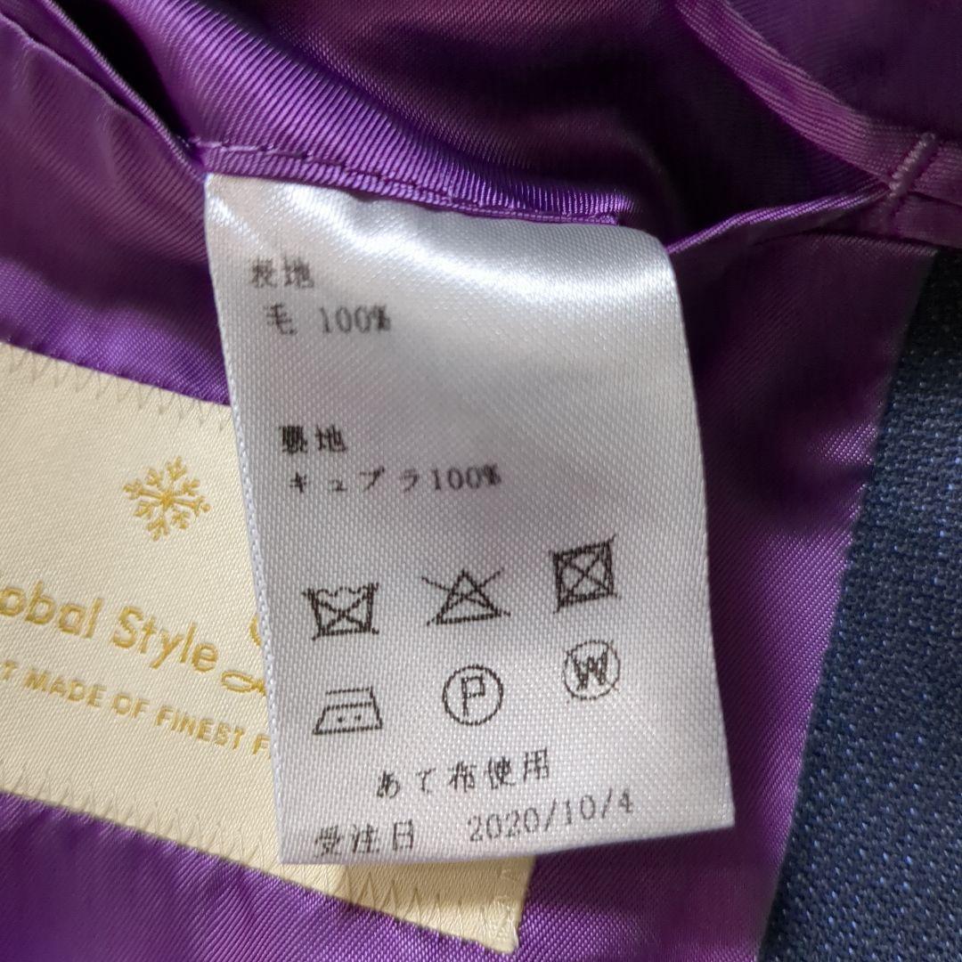 グローバルスタイルパンツスーツ　インポート生地　ネイビー