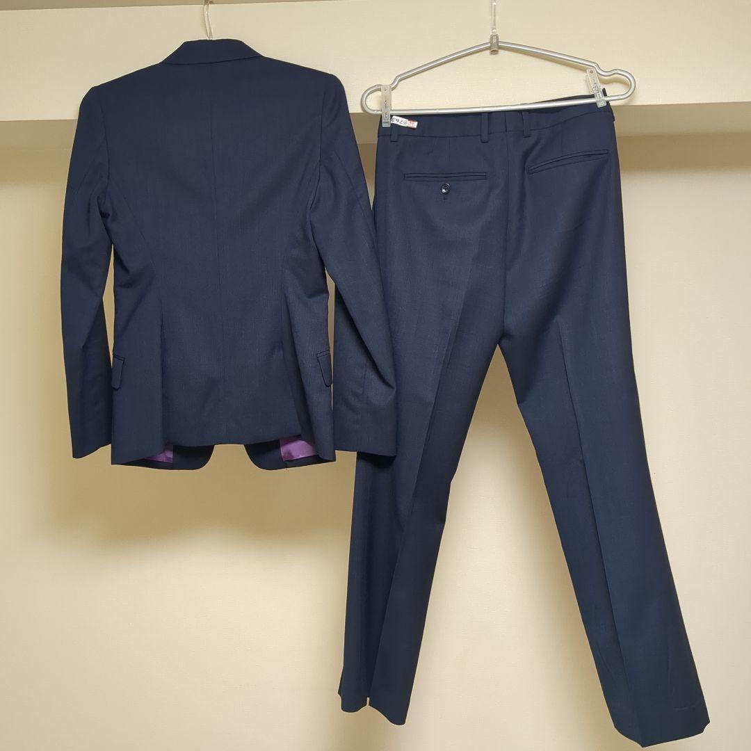 グローバルスタイルパンツスーツ　インポート生地　ネイビー
