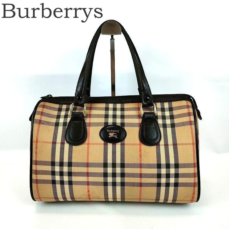 バーバリー ノバチェック ミニボストンバッグ シャドーホース ロゴ ベージュ