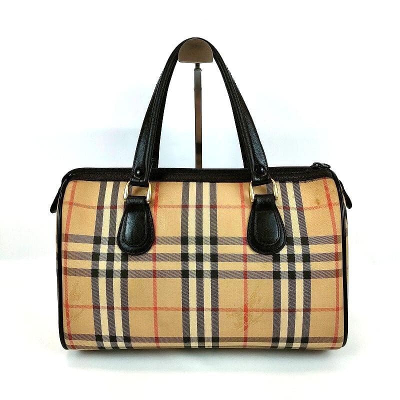 バーバリー ノバチェック ミニボストンバッグ シャドーホース ロゴ ベージュ