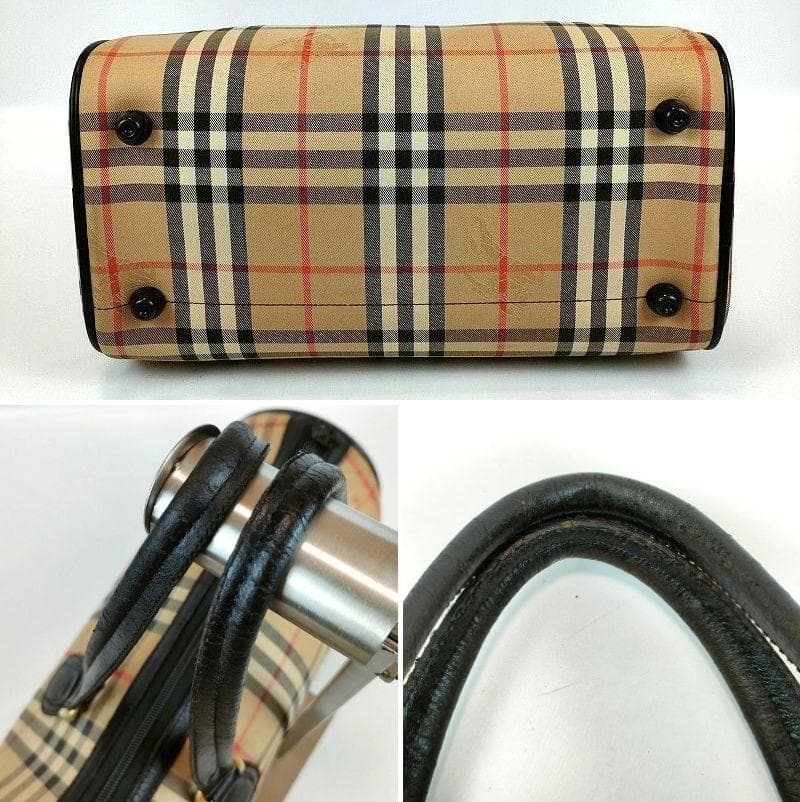 バーバリー ノバチェック ミニボストンバッグ シャドーホース ロゴ ベージュ