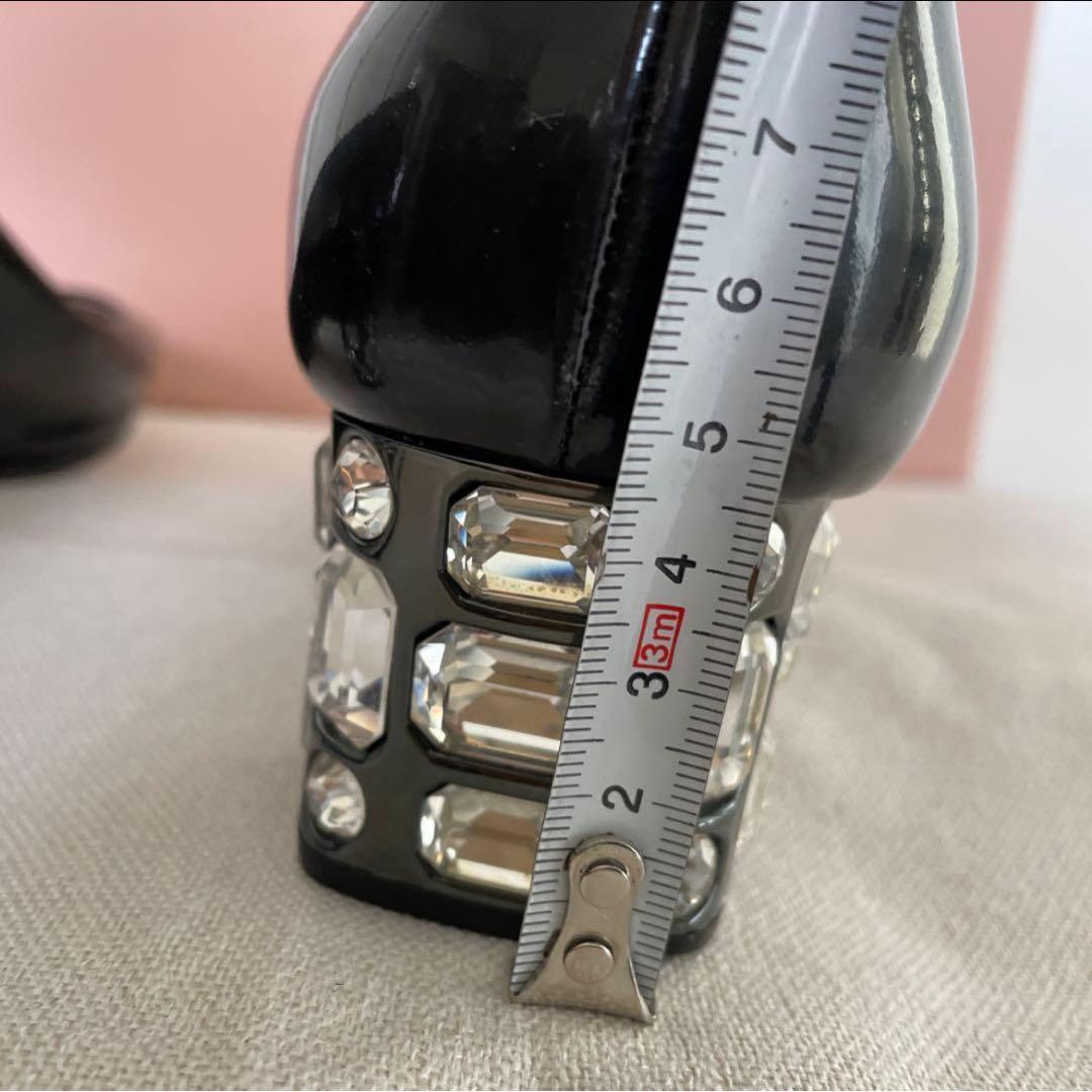 ミュウミュウ miumiu ビジュー ブラックパンプスオープン サンダル 24