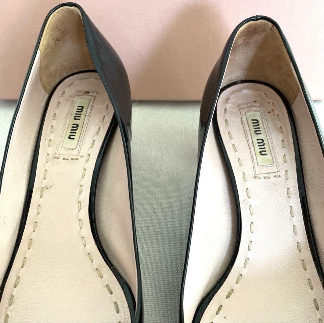 ミュウミュウ miumiu ビジュー ブラックパンプスオープン サンダル 24