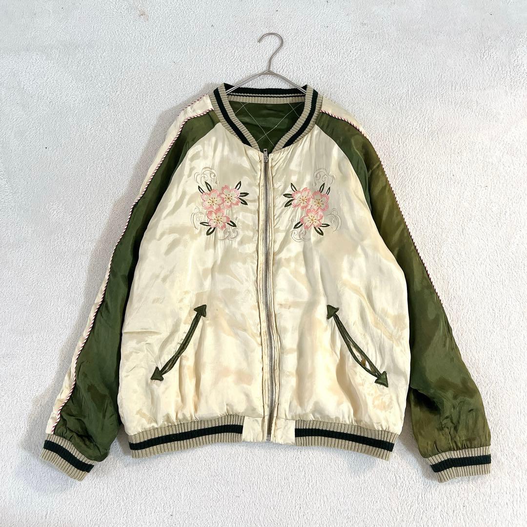 ★CROPPED HEADS★零戦(ゼロ戦&桜柄)刺繍入りスカジャン サイズL