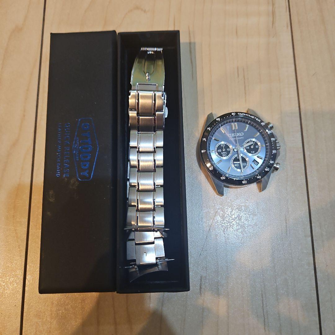 SEIKO クロノグラフブルーグレー SBTR027 メンズ シルバー