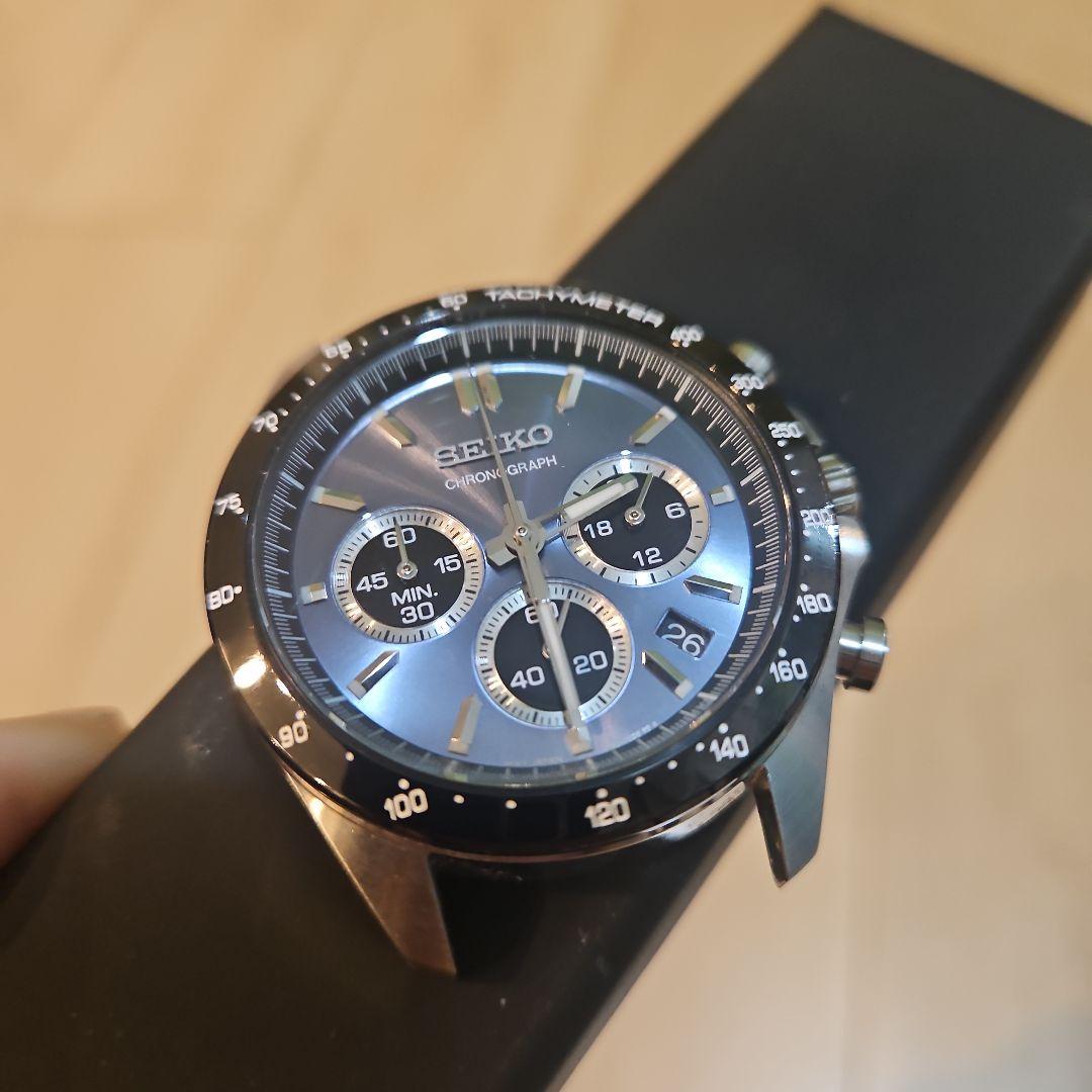 SEIKO クロノグラフブルーグレー SBTR027 メンズ シルバー