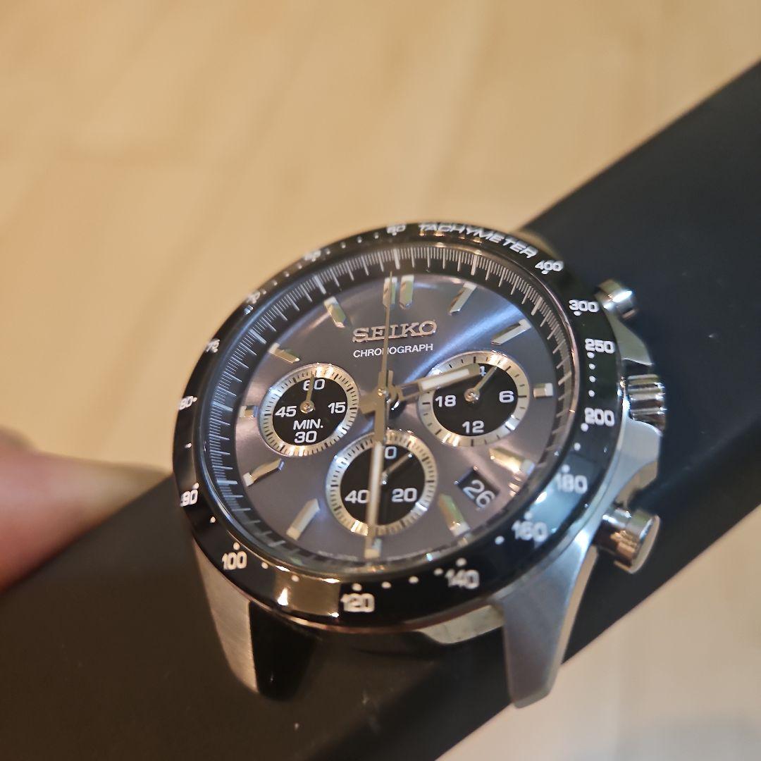 SEIKO クロノグラフブルーグレー SBTR027 メンズ シルバー