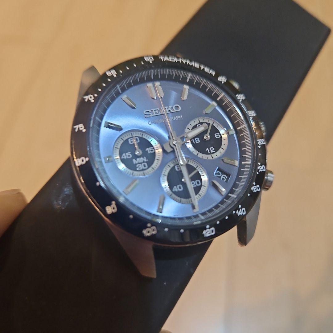 SEIKO クロノグラフブルーグレー SBTR027 メンズ シルバー