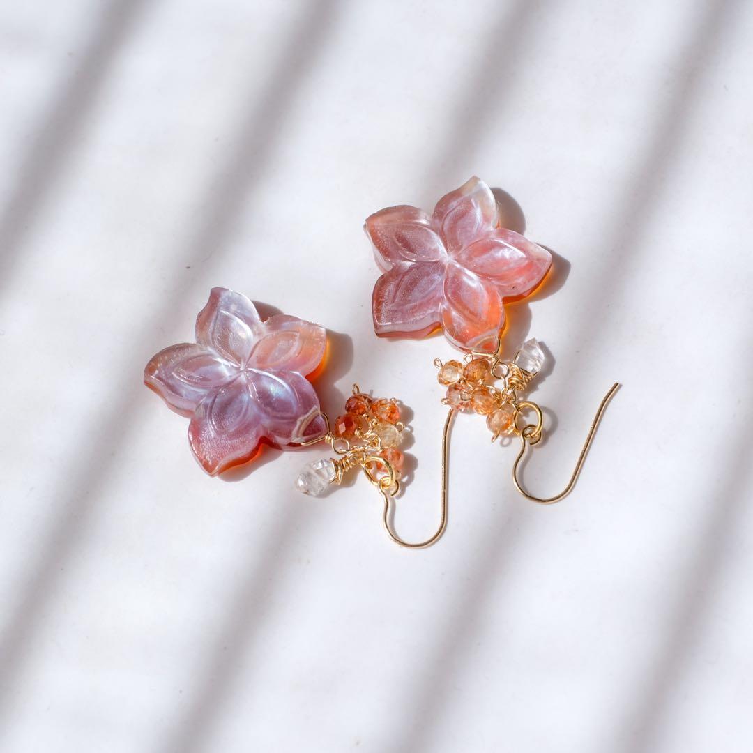 Q's B 14kgfダブルプルメリアカービングピアス