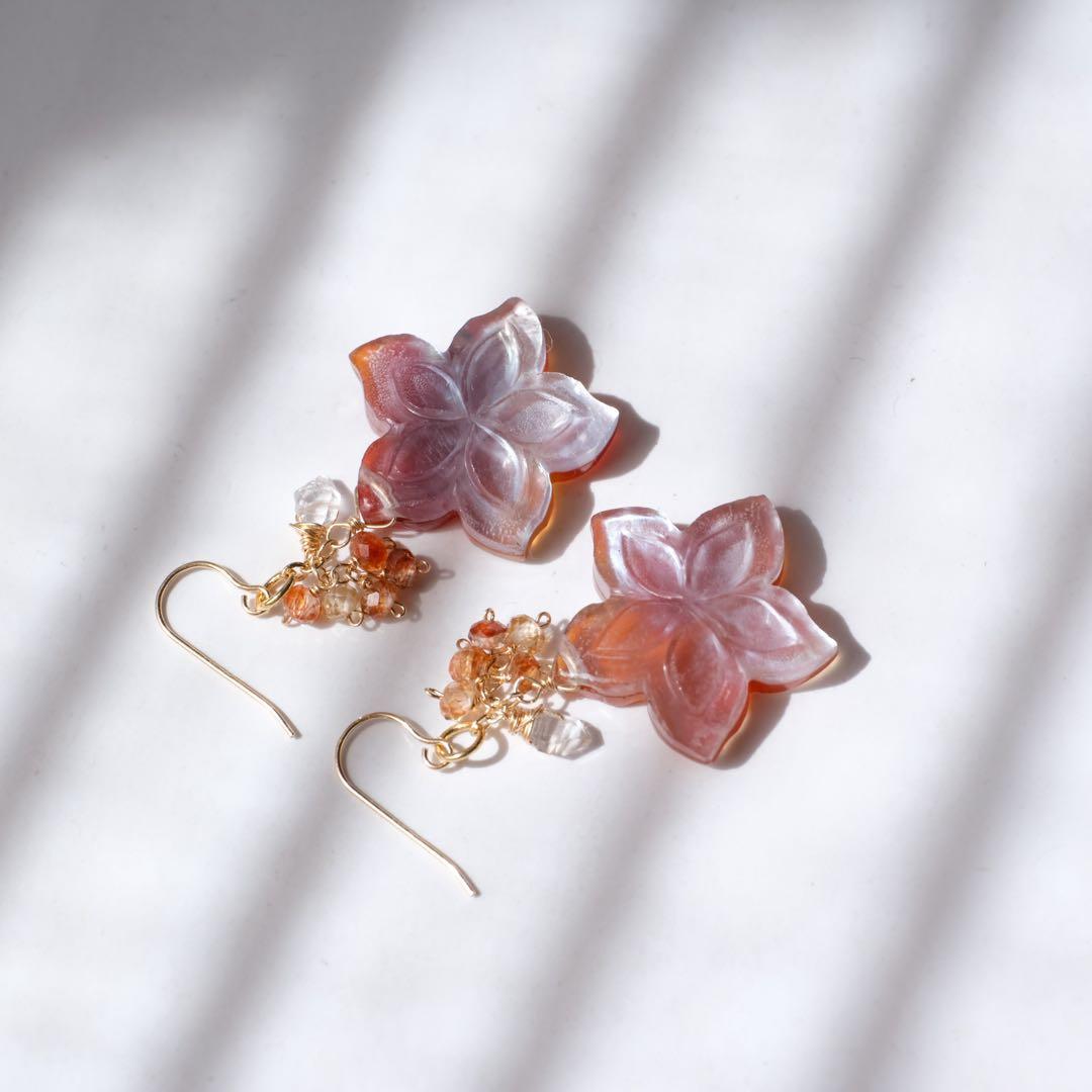 Q's B 14kgfダブルプルメリアカービングピアス