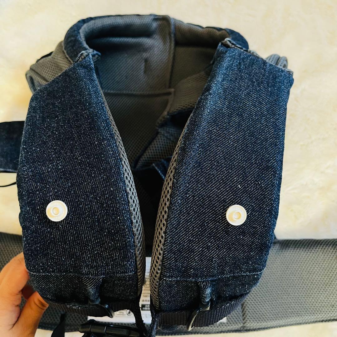 【美品✨】キューズベリー nico デニムオールメッシュ 抱っこ紐　腰パッド付き