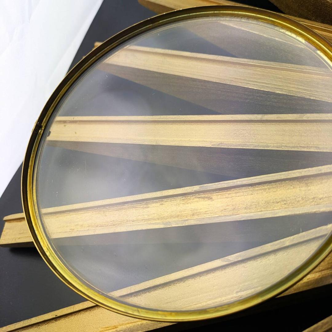 USA Artco社 木製サンバースト 金色 手巻掛時計 58cm ビンテージ