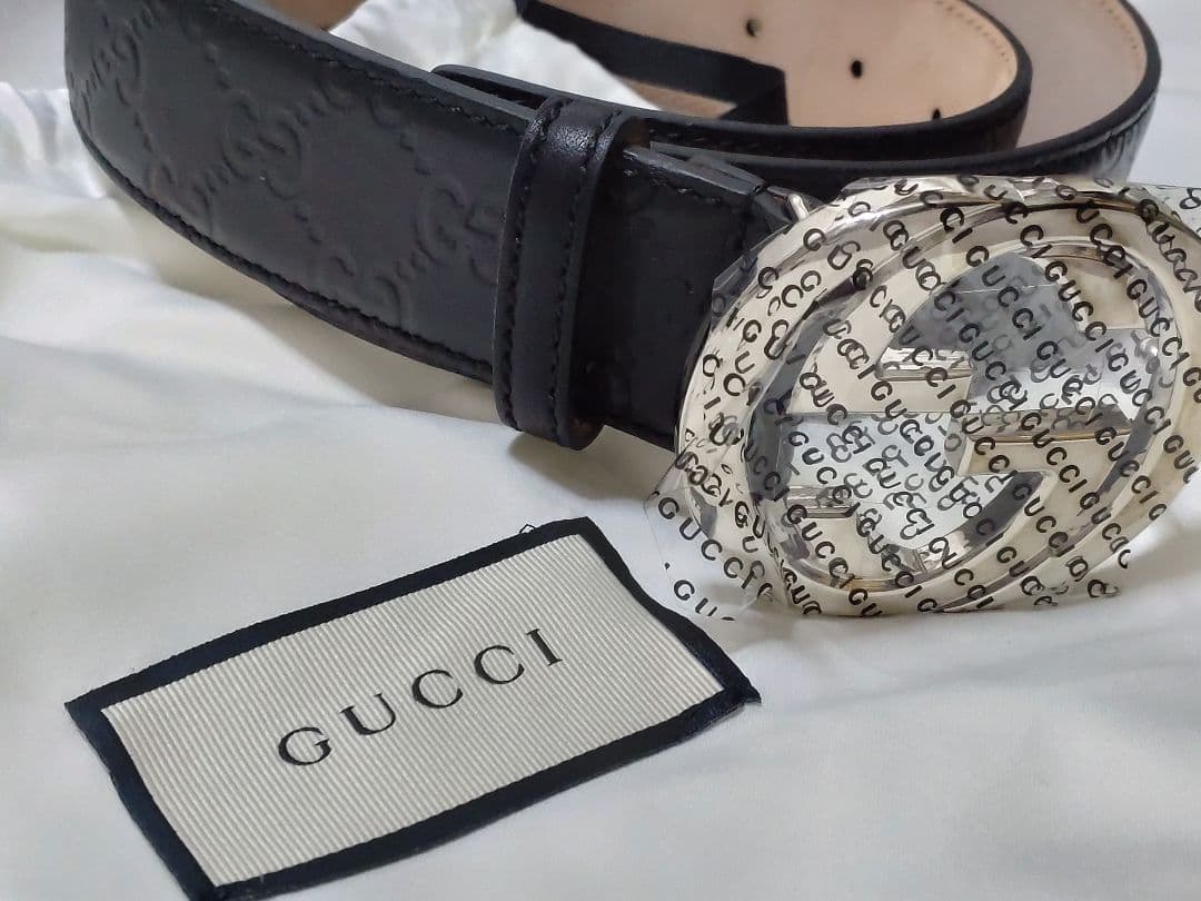 新品未使用品　GUCCIグッチシマレザーインターロッキングG バックルベルト９０