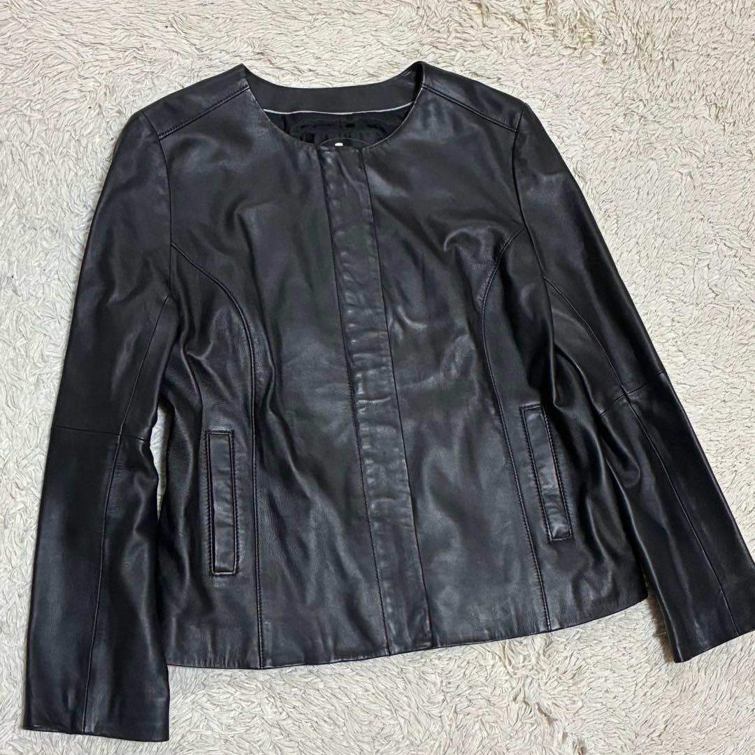 UNTITLED 【美品】42 黒 XL 羊革 ラムレザー ノーカラー レザー