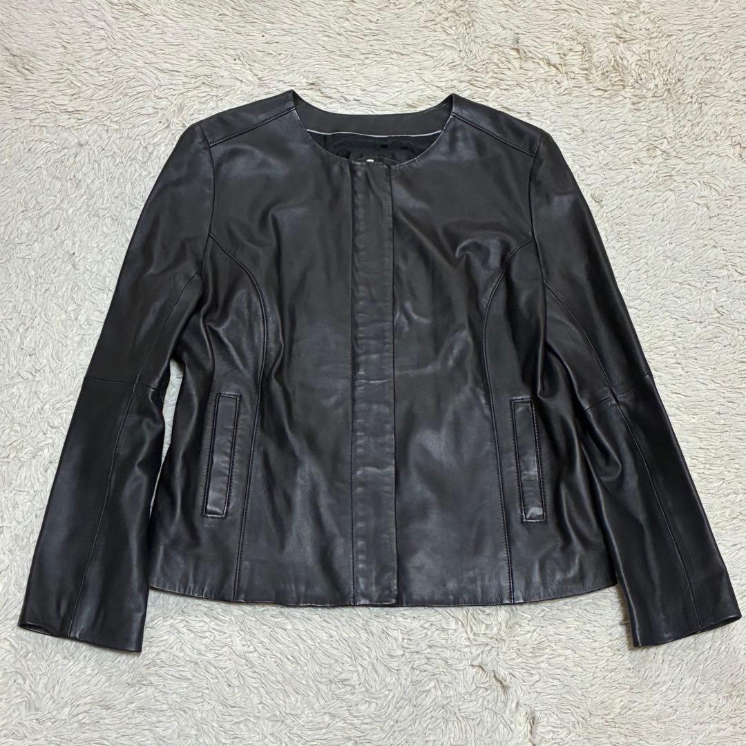 UNTITLED 【美品】42 黒 XL 羊革 ラムレザー ノーカラー レザー