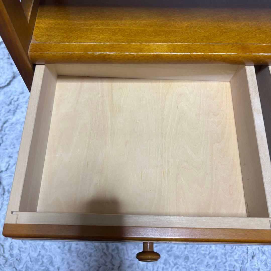 希少　オールドカリモク　ラタン　電話台　FAX台　キャビネット