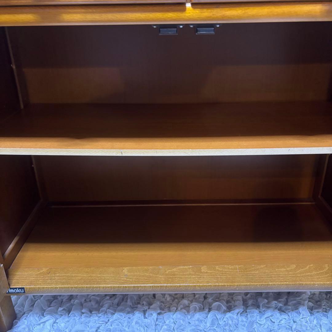 希少　オールドカリモク　ラタン　電話台　FAX台　キャビネット