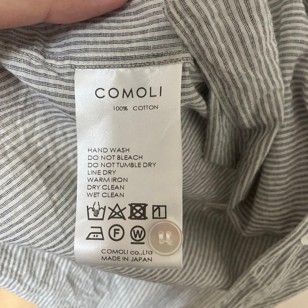 comoli 24SS/KHADIコットン ストライプシャツ