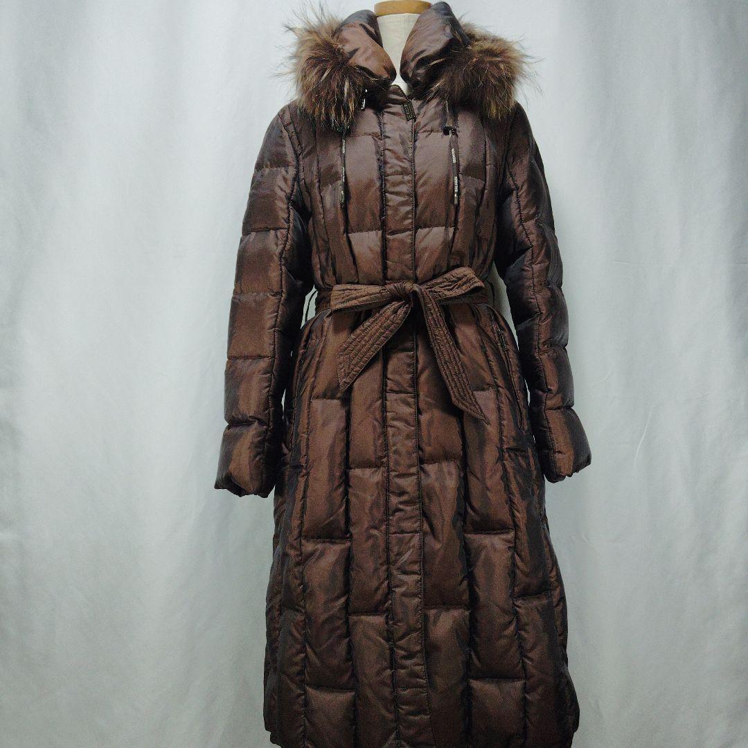 BALMAIN　バルマン　ダウンコート　ロング　Aライン　レディース　L　茶