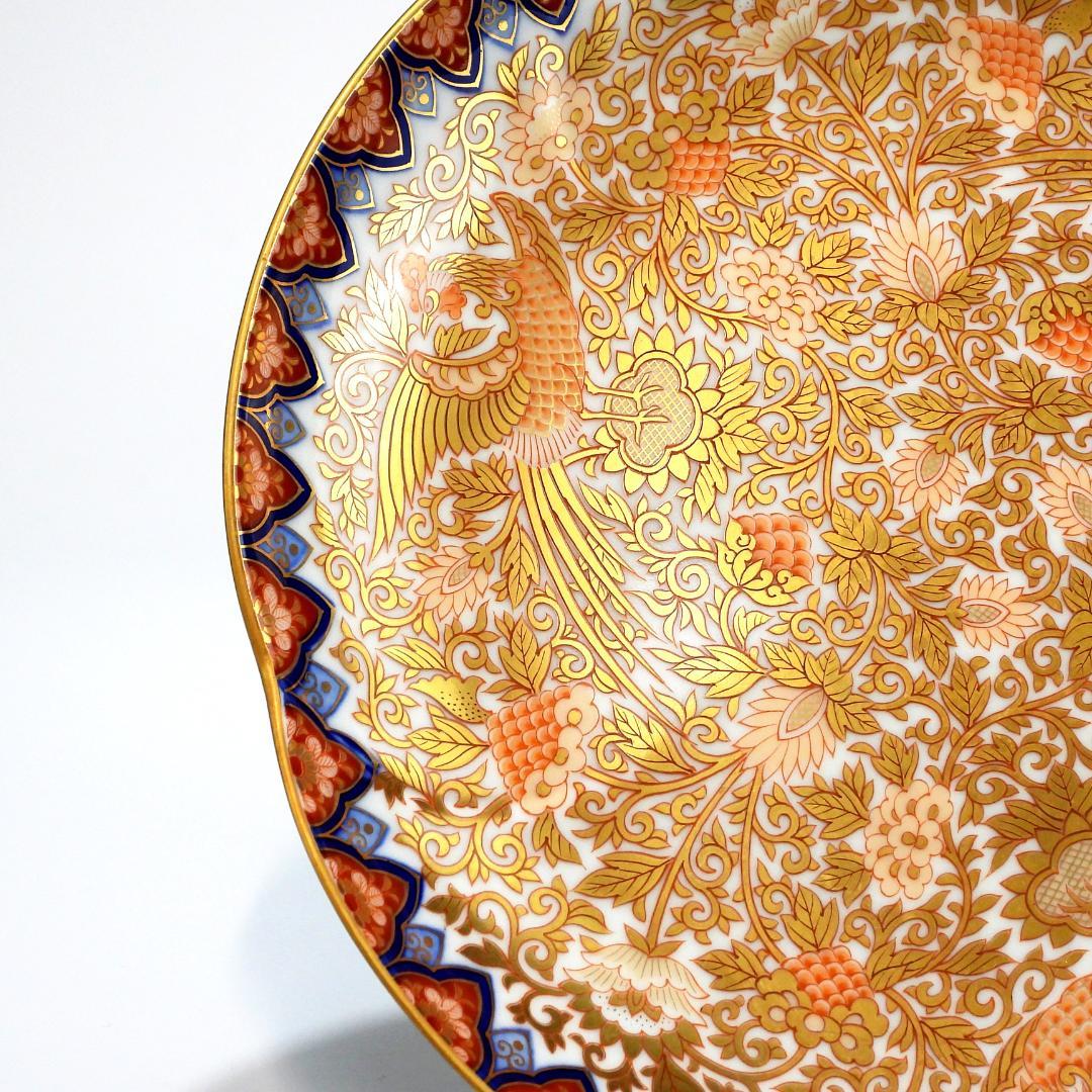 豪華絢爛 其泉作 色絵金彩鳳凰文　三足 盛皿 取皿 1枚 中皿 2枚 逸品