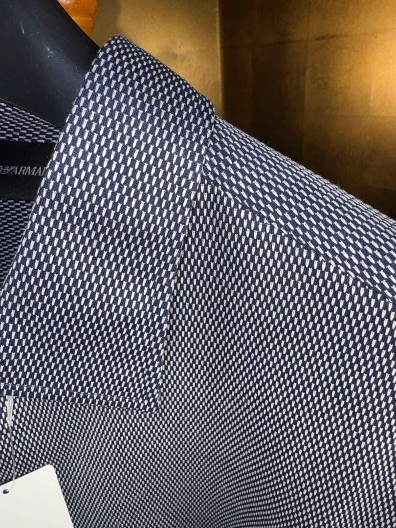 【エンポリオアルマーニ】新品タグ付き定価68,000円ストレッチ長袖シャツ L