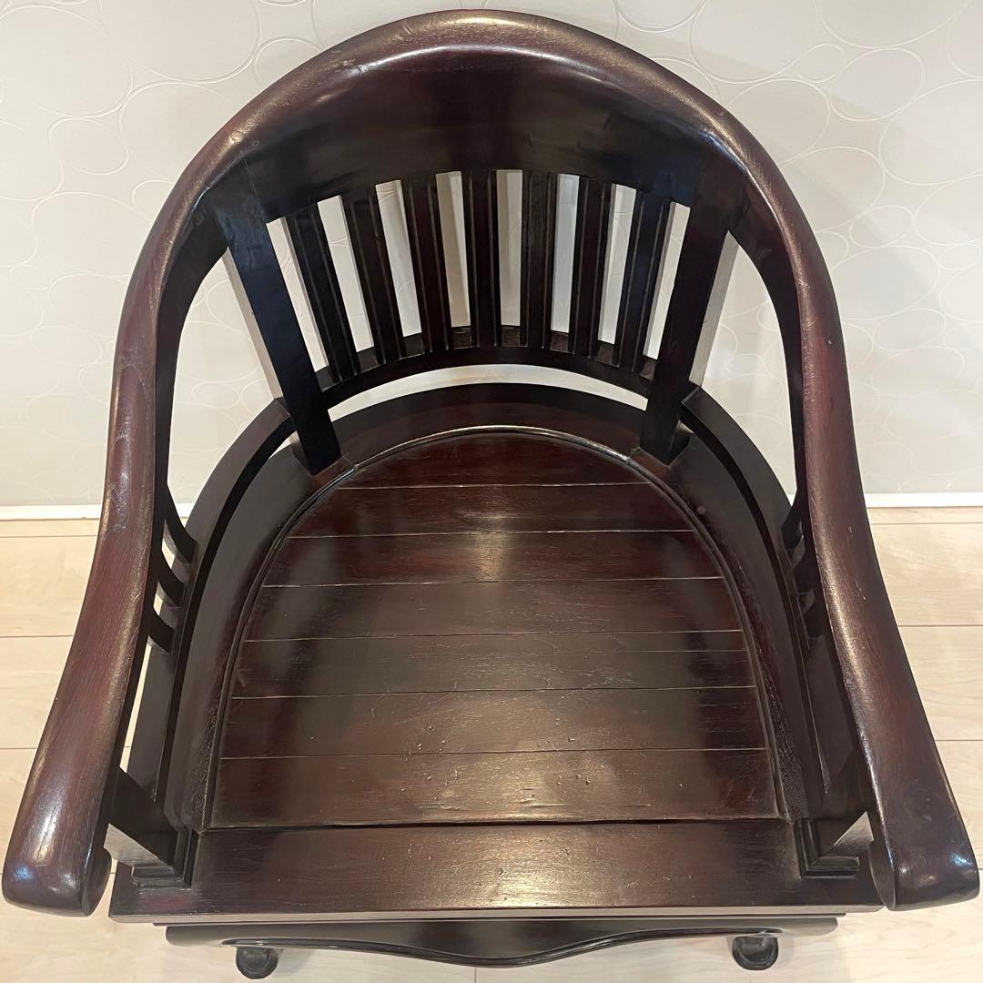 【希少・美品】唐木家具 天然木 曲木 猫脚 彫刻 アンティーク 肘掛け 高級椅子