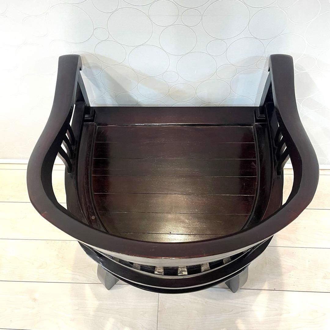 【希少・美品】唐木家具 天然木 曲木 猫脚 彫刻 アンティーク 肘掛け 高級椅子