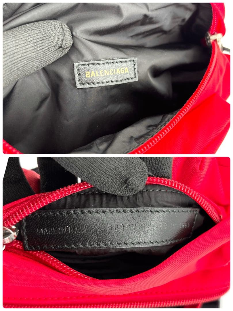 良品　バレンシアガ　ボディバッグ　レッド　ナイロン　ロゴ